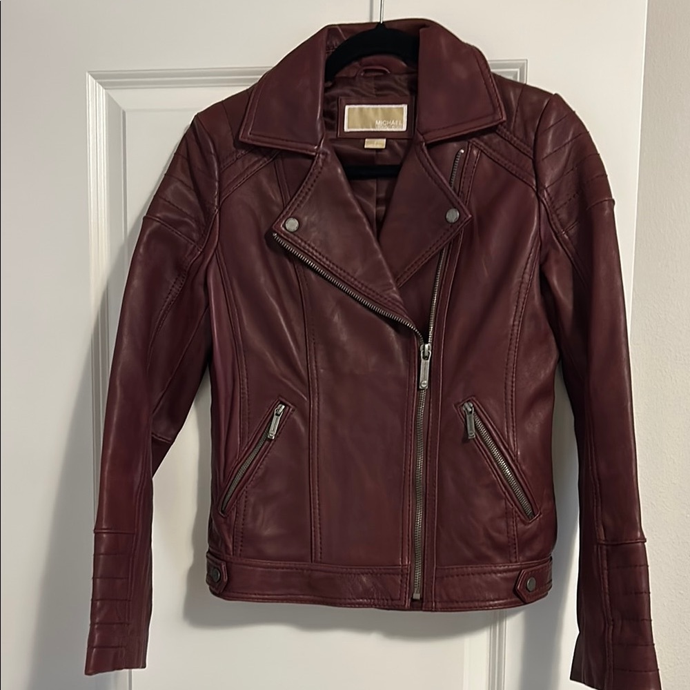 Michael Kors Burgundy Leather Jacket